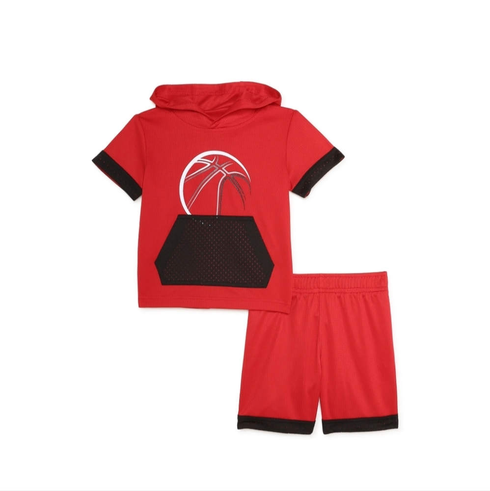 Athletic Works shirt with hood and shorts set Baby Boy NWT